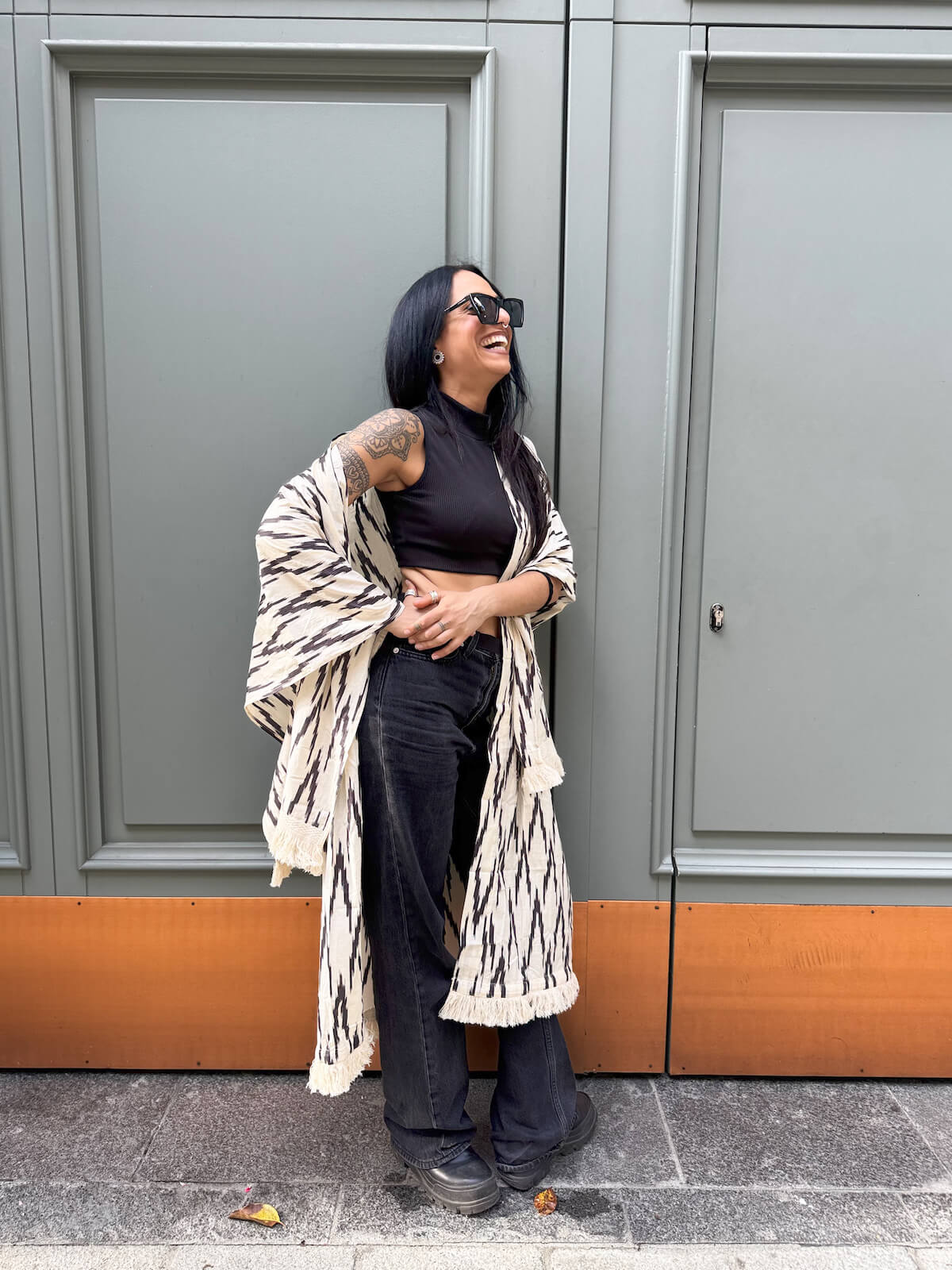 KIMONO JAIPUR BIANCO E NERO