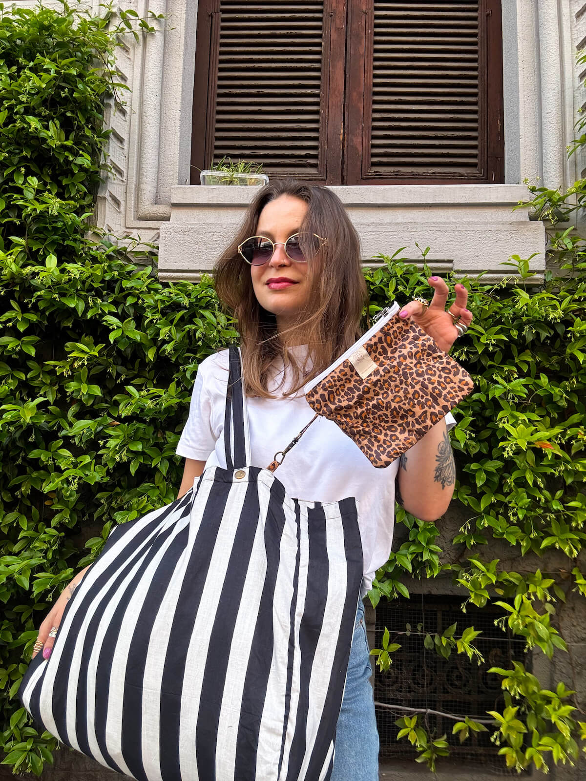 STRIPED BAG - PANNA E FONDENTE